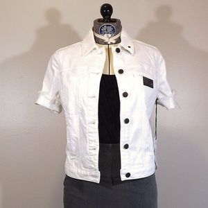 NWT Genetic white short-sleeve denim jacket